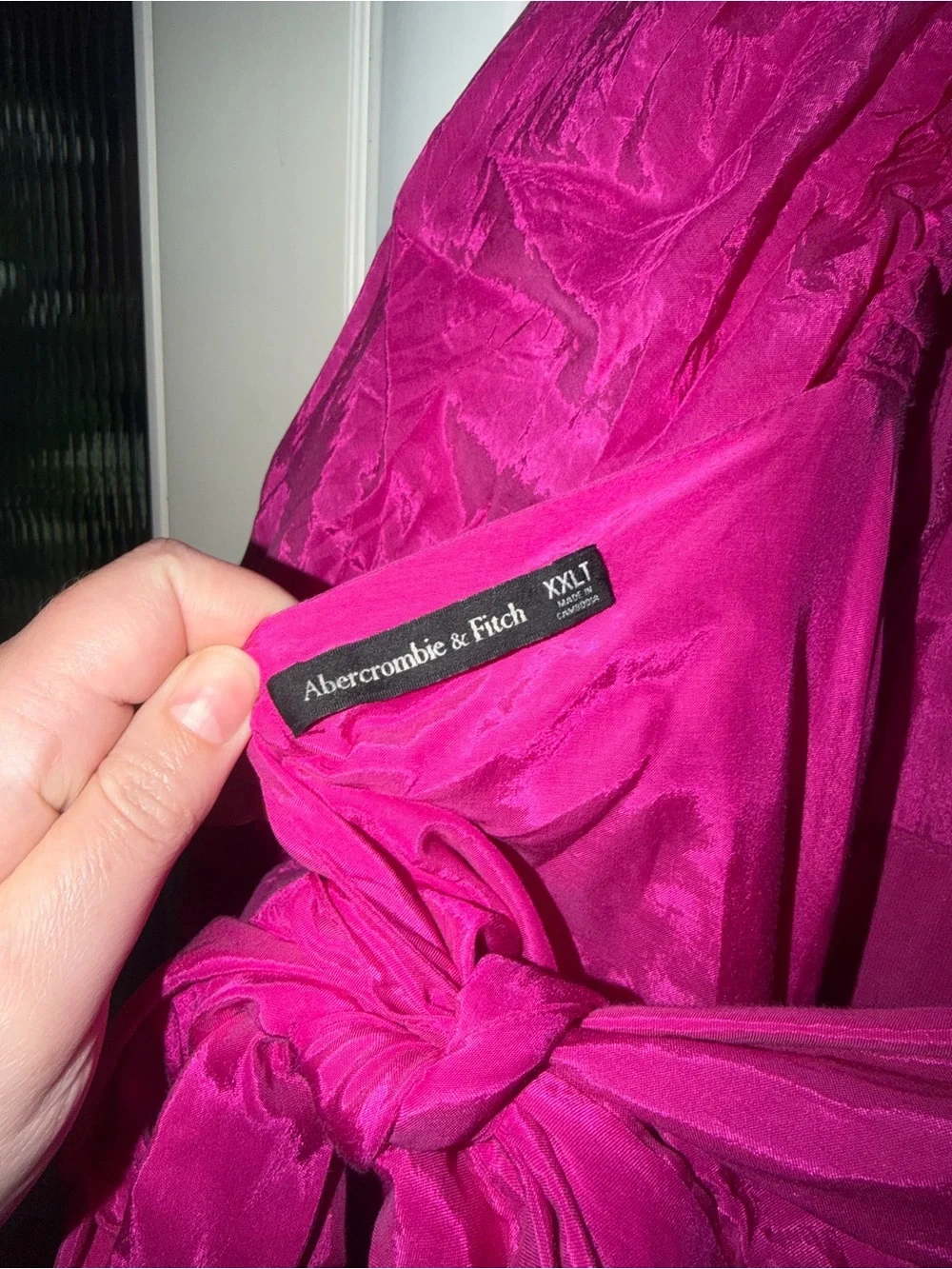Abercrombie & Fitch Emerson Drama Bow-Back Pink Maxi Dress Tiered - XXL TALL